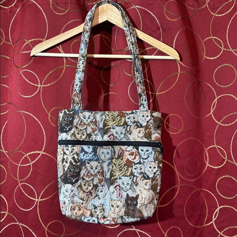 Vintage Wild West Cat tapestry tote bag - Picture 2 of 12